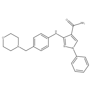 3-[[4-(4-Morpholinylmethyl)phenyl]amino]-1-phenyl-1H-pyrazole-4-carboxamide结构式