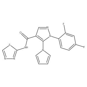 1-(2,4-difluorophenyl)-5-(1H-pyrrol-1-yl)-N-(1,3,4-thiadiazol-2-yl)-1H-pyrazole-4-carboxamide Structure