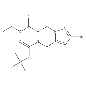 O5-tert-butyl O6-ethyl 2-bromo-6,7-dihydro-4H-pyrazolo[1,5-a]pyrazine-5,6-dicarboxylate结构式