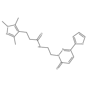 N-(2-(3-(furan-2-yl)-6-oxopyridazin-1(6H)-yl)ethyl)-3-(1,3,5-trimethyl-1H-pyrazol-4-yl)propanamide结构式