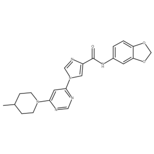 N~4~-(1,3-benzodioxol-5-yl)-1-[6-(4-methylpiperidino)-4-pyrimidinyl]-1H-imidazole-4-carboxamide结构式