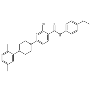 4-amino-2-[4-(2,5-dimethylphenyl)piperazin-1-yl]-N-(4-methoxyphenyl)pyrimidine-5-carboxamide结构式