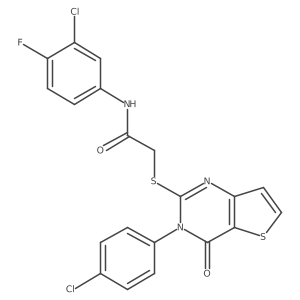 N-(3-chloro-4-fluorophenyl)-2-{[3-(4-chlorophenyl)-4-oxo-3,4-dihydrothieno[3,2-d]pyrimidin-2-yl]sulfanyl}acetamide Structure