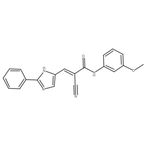 (Z)-2-cyano-N-(3-methoxyphenyl)-3-(2-phenyl-1H-imidazol-5-yl)prop-2-enamide结构式