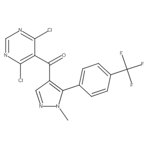 (4,6-Dichloro-5-pyrimidinyl){1-methyl-5-[4-(trifluoromethyl)phenyl]-1H-pyrazol-4-yl}methanone结构式
