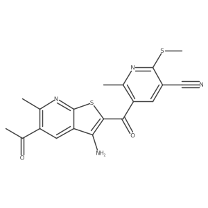 5-{5-Acetyl-3-amino-6-methylthieno[2,3-b]pyridine-2-carbonyl}-6-methyl-2-(methylsulfanyl)pyridine-3-carbonitrile Structure