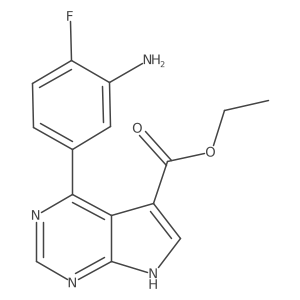 ethyl 4-(3-amino-4-fluorophenyl)-7H-pyrrolo[2,3-d]pyrimidine-5-carboxylate结构式