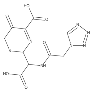 2-[carboxy[(1H-tetrazol-1-ylacetyl)amino]methyl]-5-methylidene-5,6-dihydro-2H-1,3-thiazine-4-carboxylic acid Structure