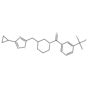 (3-((3-Cyclopropyl-1,2,4-oxadiazol-5-yl)methyl)piperidin-1-yl)(3-(trifluoromethyl)phenyl)methanone结构式