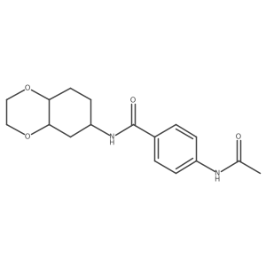 4-acetamido-N-(octahydrobenzo[b][1,4]dioxin-6-yl)benzamide结构式