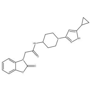 N-(1-(5-cyclopropyl-1H-pyrazol-3-yl)piperidin-4-yl)-2-(2-oxobenzo[d]oxazol-3(2H)-yl)acetamide Structure