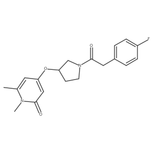4-((1-(2-(4-fluorophenyl)acetyl)pyrrolidin-3-yl)oxy)-1,6-dimethylpyridin-2(1H)-one结构式