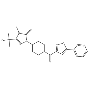 4-methyl-1-(1-(5-(pyridin-3-yl)isoxazole-3-carbonyl)piperidin-4-yl)-3-(trifluoromethyl)-1H-1,2,4-triazol-5(4H)-one结构式