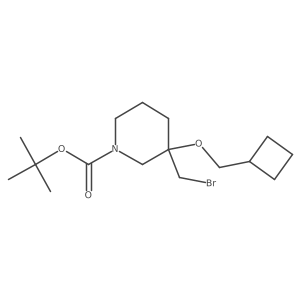 Tert-butyl 3-(bromomethyl)-3-(cyclobutylmethoxy)piperidine-1-carboxylate结构式