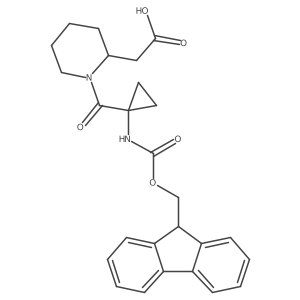 2-[(2S)-1-[1-({[(9H-fluoren-9-yl)methoxy]carbonyl}amino)cyclopropanecarbonyl]piperidin-2-yl]acetic acid结构式