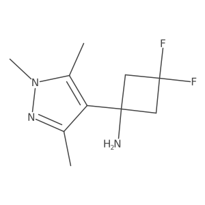 3,3-difluoro-1-(trimethyl-1H-pyrazol-4-yl)cyclobutan-1-amine结构式