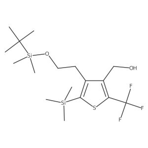 (4-(2-((tert-Butyldimethylsilyl)oxy)ethyl)-2-(trifluoromethyl)-5-(trimethylsilyl)thiophen-3-yl)methanol结构式
