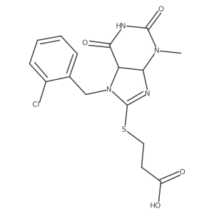 3-[[7-[(2-Chlorophenyl)methyl]-3-methyl-2,6-dioxo-4,5-dihydropurin-8-yl]sulfanyl]propanoic acid结构式