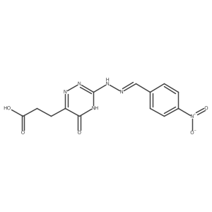 (E)-3-(3-(2-(4-nitrobenzylidene)hydrazinyl)-5-oxo-4,5-dihydro-1,2,4-triazin-6-yl)propanoic acid结构式