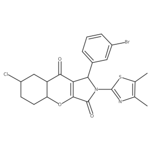 1-(3-bromophenyl)-7-chloro-2-(4,5-dimethyl-1,3-thiazol-2-yl)-4a,5,6,7,8,8a-hexahydro-1H-chromeno[2,3-c]pyrrole-3,9-dione结构式