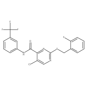5-chloro-2-[(2-fluorobenzyl)sulfanyl]-N-[3-(trifluoromethyl)phenyl]pyrimidine-4-carboxamide Structure