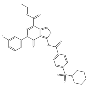 ethyl 3-(3-fluorophenyl)-4-oxo-5-[4-(piperidine-1-sulfonyl)benzamido]-3H,4H-thieno[3,4-d]pyridazine-1-carboxylate结构式