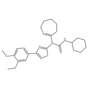 3-cyclohexyl-1-(4-(3,4-dimethoxyphenyl)thiazol-2-yl)-1-(3,4,5,6-tetrahydro-2H-azepin-7-yl)urea结构式