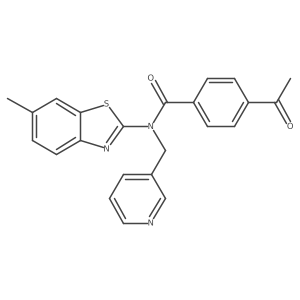 4-acetyl-N-(6-methylbenzo[d]thiazol-2-yl)-N-(pyridin-3-ylmethyl)benzamide结构式
