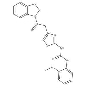 1-(4-(2-(Indolin-1-yl)-2-oxoethyl)thiazol-2-yl)-3-(2-methoxyphenyl)urea结构式