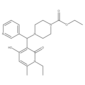Ethyl 4-((1-ethyl-4-hydroxy-6-methyl-2-oxo-1,2-dihydropyridin-3-yl)(pyridin-3-yl)methyl)piperazine-1-carboxylate结构式