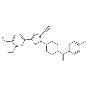 2-(3,4-Dimethoxyphenyl)-5-(4-(4-methylbenzoyl)piperazin-1-yl)oxazole-4-carbonitrile结构式