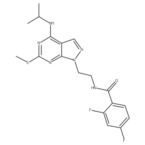 2,4-difluoro-N-{2-[6-(methylsulfanyl)-4-[(propan-2-yl)amino]-1H-pyrazolo[3,4-d]pyrimidin-1-yl]ethyl}benzamide Structure