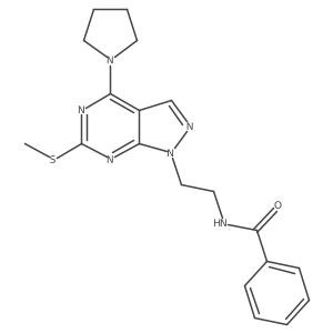 N-(2-(6-(methylthio)-4-(pyrrolidin-1-yl)-1H-pyrazolo[3,4-d]pyrimidin-1-yl)ethyl)benzamide Structure