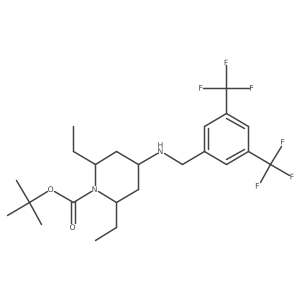 Rel-tert-butyl (2R,6S)-4-((3,5-bis(trifluoromethyl)benzyl)amino)-2,6-diethylpiperidine-1-carboxylate Structure