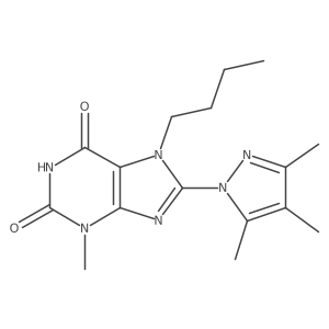 7-Butyl-3-methyl-8-(3,4,5-trimethylpyrazolyl)-1,3,7-trihydropurine-2,6-dione Structure