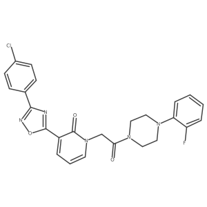 O=C(Cn1cccc(-c2nc(-c3ccc(Cl)cc3)no2)c1=O)N1CCN(c2ccccc2F)CC1结构式