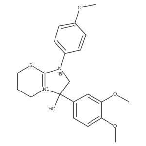 3-(3,4-dimethoxyphenyl)-3-hydroxy-1-(4-methoxyphenyl)-3,5,6,7-tetrahydro-2H-imidazo[2,1-b][1,3]thiazin-1-ium bromide Structure