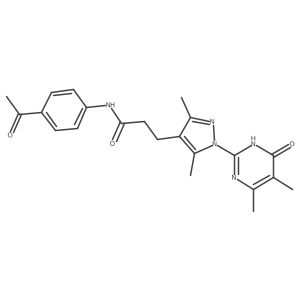 N-(4-acetylphenyl)-3-(1-(4,5-dimethyl-6-oxo-1,6-dihydropyrimidin-2-yl)-3,5-dimethyl-1H-pyrazol-4-yl)propanamide结构式