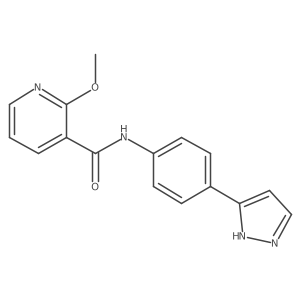2-methoxy-N-[4-(1H-pyrazol-3-yl)phenyl]pyridine-3-carboxamide结构式