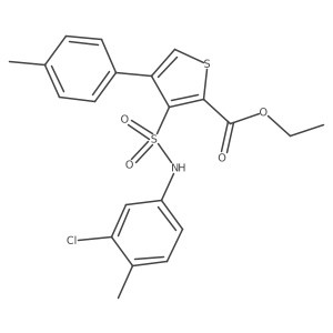 Ethyl 3-[(3-chloro-4-methylphenyl)sulfamoyl]-4-(4-methylphenyl)thiophene-2-carboxylate结构式