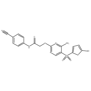 2-((4-amino-5-((5-bromothiophen-2-yl)sulfonyl)pyrimidin-2-yl)thio)-N-(4-cyanophenyl)acetamide Structure
