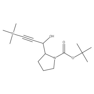 1-Pyrrolidinecarboxylic acid, 2-[1-hydroxy-3-(trimethylsilyl)-2-propynyl]-, 1,1-dimethylethyl ester, [R-(R*,S*)]- Structure