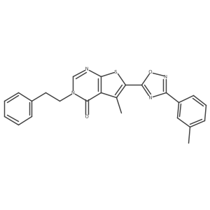 5-methyl-6-[3-(3-methylphenyl)-1,2,4-oxadiazol-5-yl]-3-(2-phenylethyl)-3H,4H-thieno[2,3-d]pyrimidin-4-one Structure