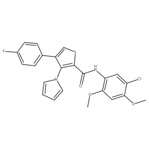 N-(5-chloro-2,4-dimethoxyphenyl)-4-(4-fluorophenyl)-3-(1H-pyrrol-1-yl)thiophene-2-carboxamide结构式