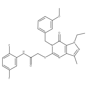 N-(2,5-difluorophenyl)-2-({1-ethyl-6-[(3-methoxyphenyl)methyl]-3-methyl-7-oxo-1H,6H,7H-pyrazolo[4,3-d]pyrimidin-5-yl}sulfanyl)acetamide结构式