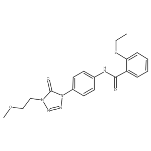 2-(ethylthio)-N-(4-(4-(2-methoxyethyl)-5-oxo-4,5-dihydro-1H-tetrazol-1-yl)phenyl)benzamide结构式
