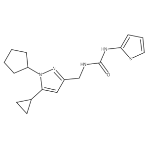 1-((1-cyclopentyl-5-cyclopropyl-1H-pyrazol-3-yl)methyl)-3-(thiophen-2-yl)urea Structure