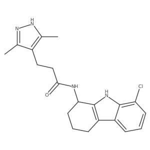 N-(8-chloro-2,3,4,9-tetrahydro-1H-carbazol-1-yl)-3-(3,5-dimethyl-1H-pyrazol-4-yl)propanamide Structure