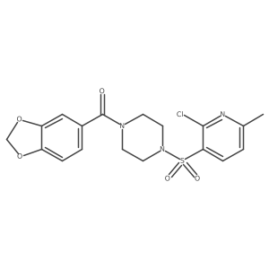 1-(2H-1,3-benzodioxole-5-carbonyl)-4-[(2-chloro-6-methylpyridin-3-yl)sulfonyl]piperazine结构式