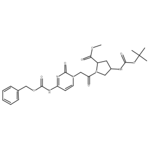 (2S,4R)-Methyl 1-(2-(4-(((benzyloxy)carbonyl)amino)-2-oxopyrimidin-1(2H)-yl)acetyl)-4-((tert-butoxycarbonyl)amino)pyrrolidine-2-carboxylate Structure